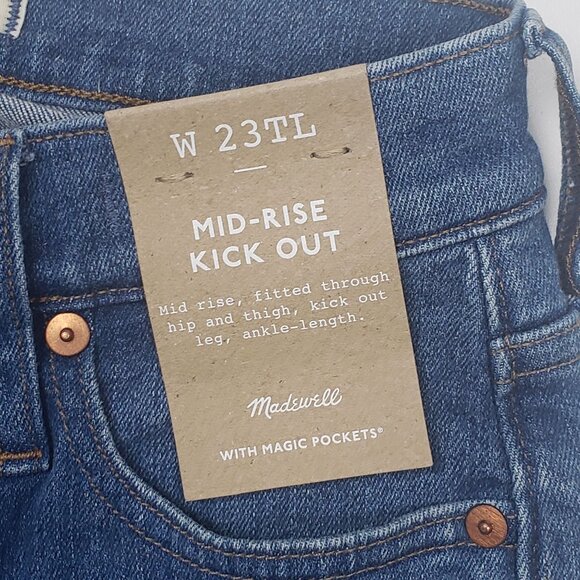 Madewell Taller Kick Out Crop Jeans Cherryville Wash Raw-Hem Womens 23TL [NJ434] - Picture 3 of 16